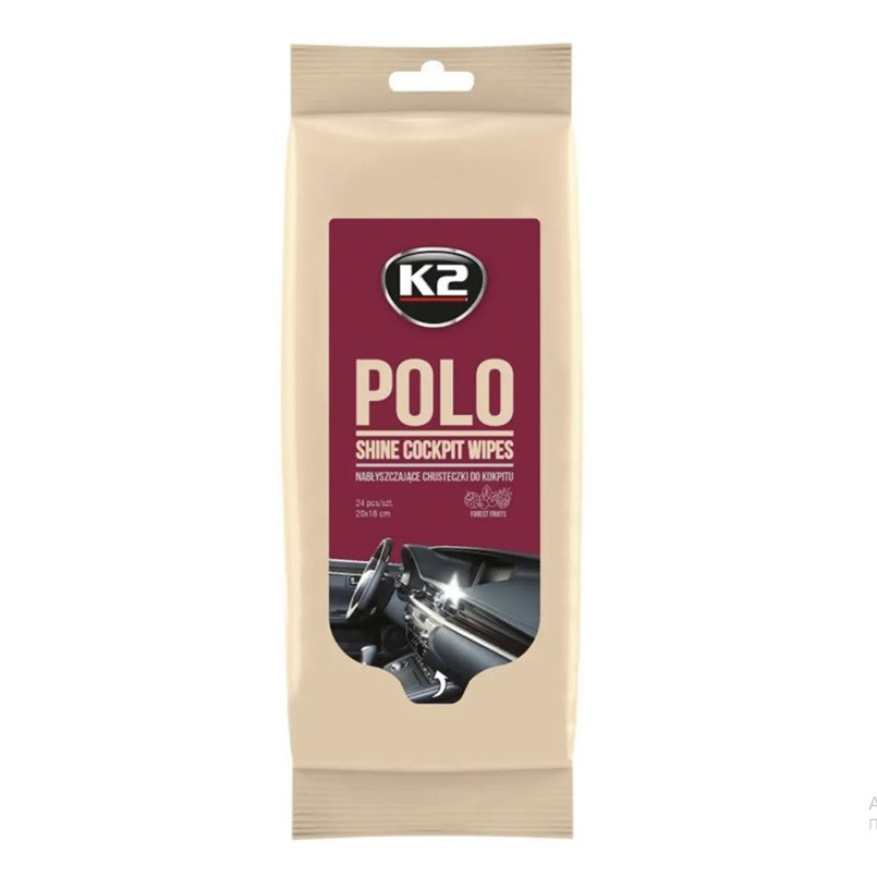 Вологі серветки K2 Polo Shine Cockpit Wipes для очищення панелі приладів та пластикових деталей Львів - фото 1