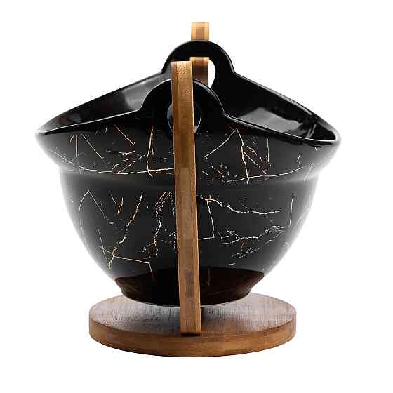 Фруктовница фарфоровая с бамбуковой подставкой Киев