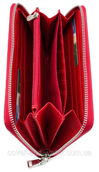 Красный кожаный женский кошелек на молнии Marco Coverna MC-7002-2 Киев - изображение 3