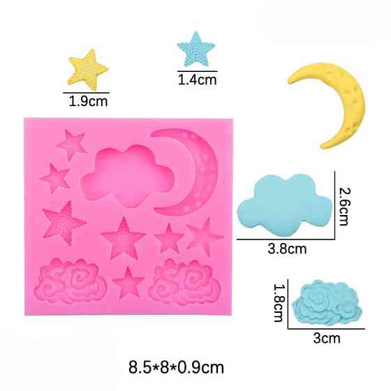 Молд силиконовый Луна тучи звёзды 85 на 80 мм розовый Киев