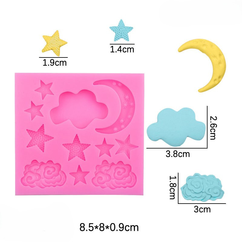 Молд силиконовый Луна тучи звёзды 85 на 80 мм розовый Киев - изображение 2