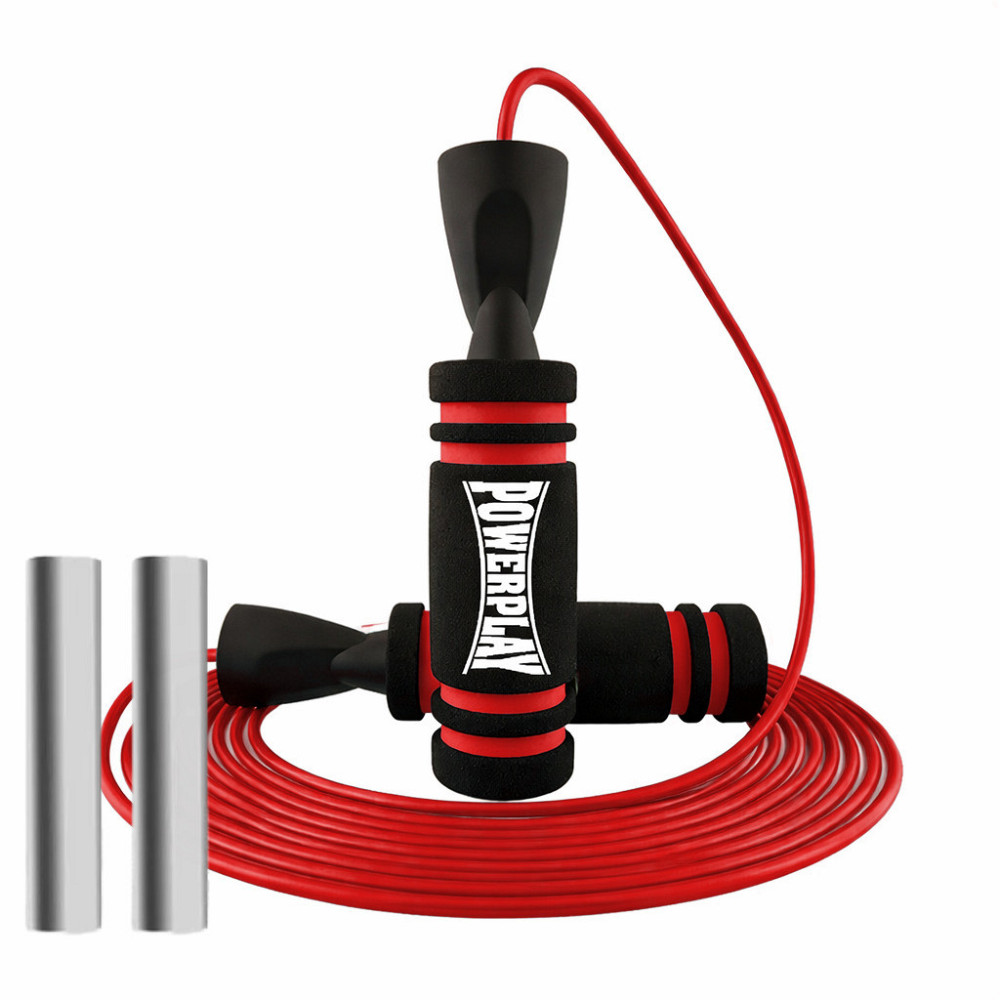 Скакалка швидкісна PowerPlay 4212 X ROPE з обтяжувачами Чорно/Червона (120г*2) 3м. Кам'янське - фото 1
