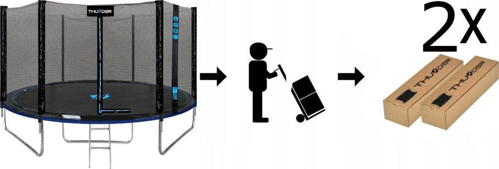 Батут THUNDER OUTSIDE PRO з зовнішньою сіткою 8 футів 244 см чорно-блакитний Київ - фото 8