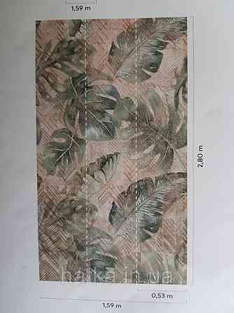 Шпалери вінілові Grandeco One roll one motif 2 A41801 панно великі листя манстеры зелені на бежевому Київ