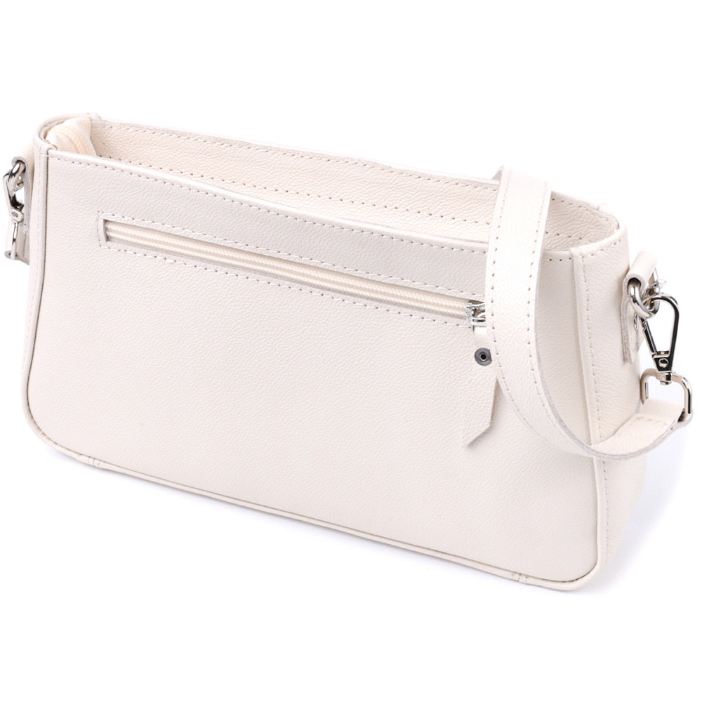 Сумка багет з ланцюжком і знімним ремінцем з натуральної шкіри Shvigel 22835 Бежева Київ - фото 2