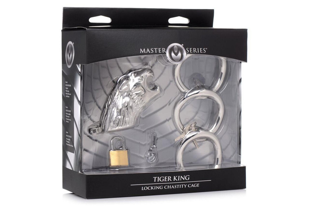 Клітка для пеніса Master Series: Tiger King Cock Cage With Lock, три кільця, замок, три ключі Sex Aura Київ - фото 7