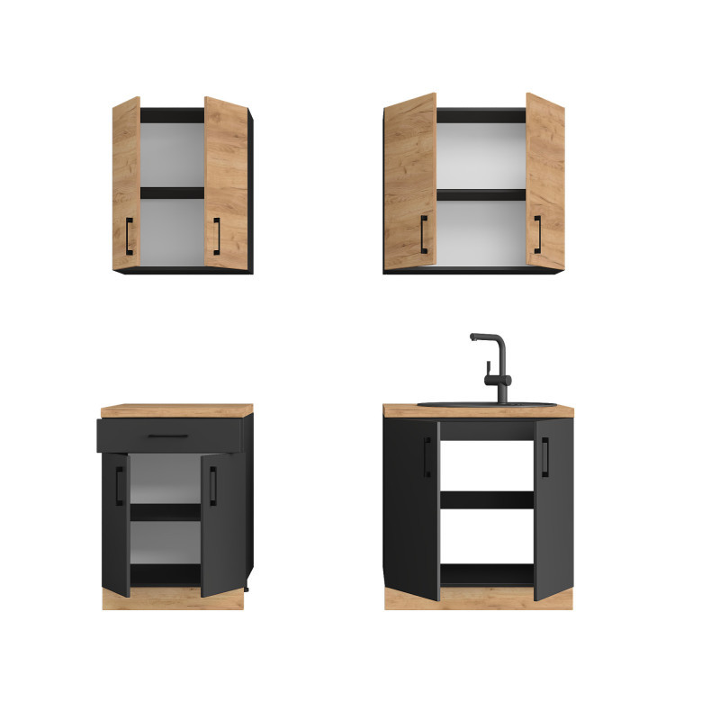 Кухня модульна Эверест Оптима набор №2 Дуб крафт золотой+Антрацит 2 м (без столешницы) (DTM-5695) Львов - изображение 3