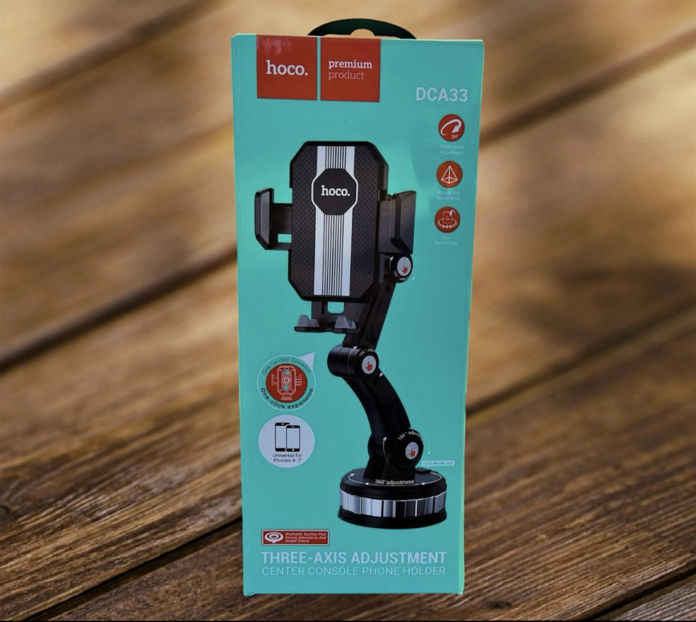 Автотримач Hoco DCA33 Powerful suction cup (Чорний) Київ - фото 1