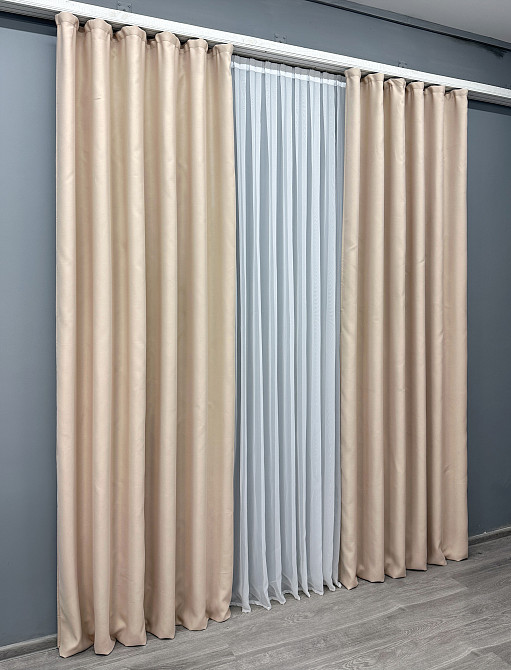 Комплект готовых штор VR-Textil Bagema Rvs № 1700ш Бежевый 100х270 см 2 шт (31-0014) Киев - изображение 4