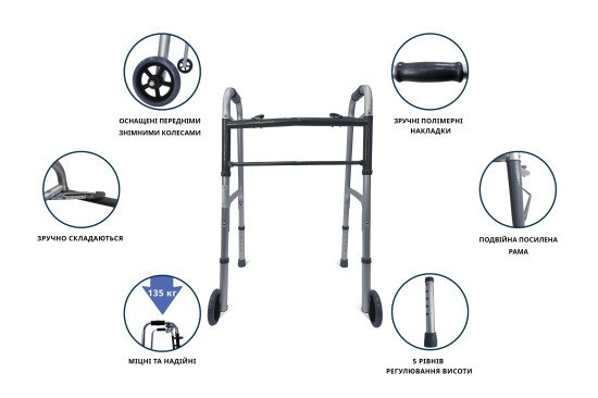 Ходунки складані з двома фіксаторами дорослі Doctor Life 10184SL/W Дніпро - фото 8