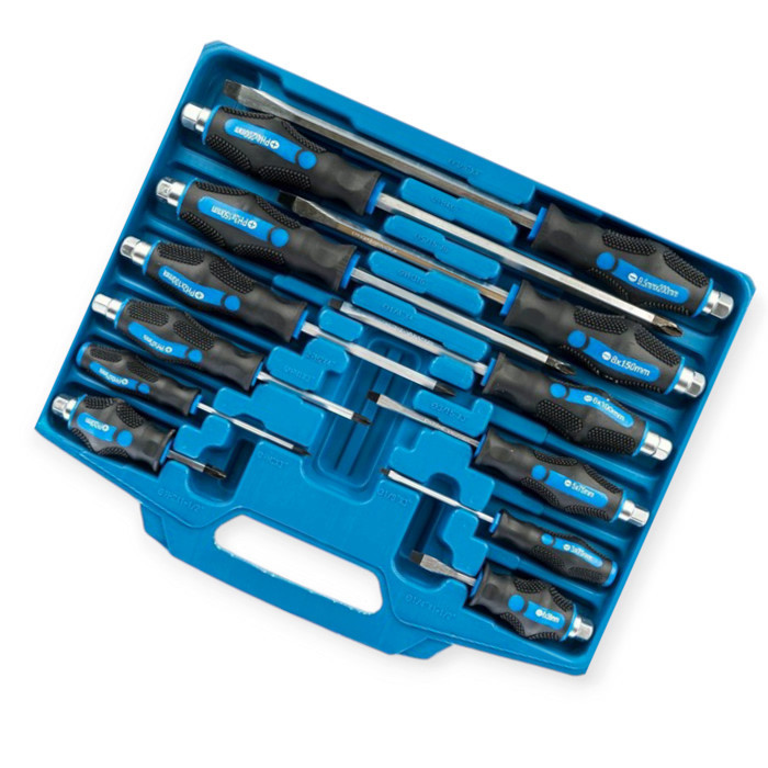 Набір ударних викруток 12 шт під ключ SL3,5,6,8,9.5 PH0,1,2,3,4 Satra (кейс) Мукачево - фото 2