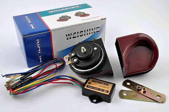 Сигналы (пара) улитка, 12V, крепление, реле, предохранитель (бордовые, mod.1) Мукачево