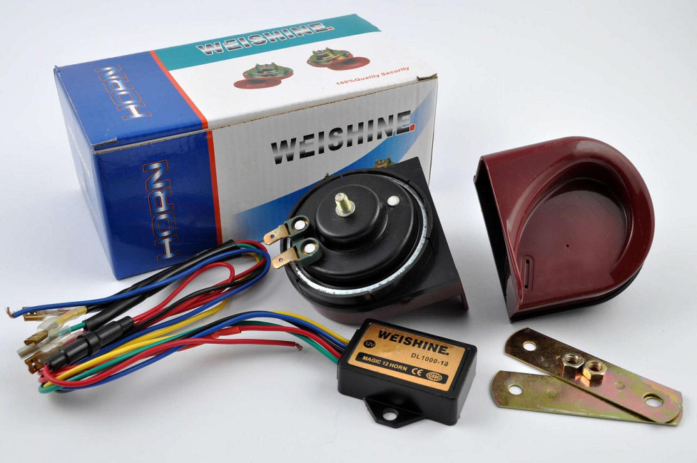 Сигнали (пара) равлик, 12V, кріплення, реле, запобіжник (бордові, mod.1) Мукачево - фото 1