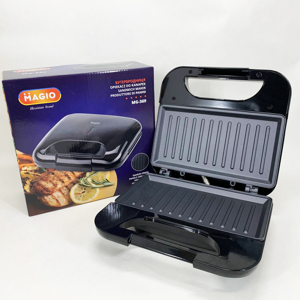 Притискний гриль для булочок і сендвічів Magio, Гриль контактний плоский, Електробутербродниця для дому HI-71 Львів - фото 9