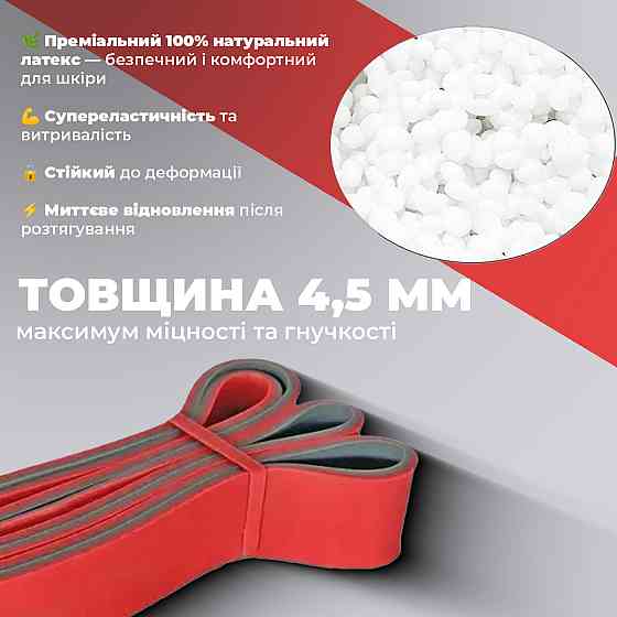 Еспандер-петля (гумка для фітнесу і кроссфіту) PowerPlay 4116 Double Colors Червоно/Сіра (14-39 кг) Каменское