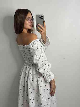 Жіноча сукня міді з відкритими плечима з мусліну Кульбаба XS/S Харків