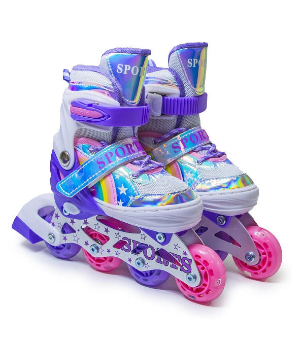 Детские раздвижные ролики Rainbow Scale Sports фиолетовые, размер 34-38. Все колеса светятся Одесса - изображение 2