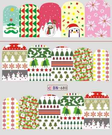 Новогодние наклейки на ногти BN-680 Киев