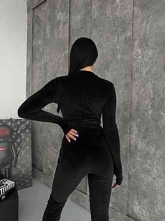 Стильный женский комбинезон с длинным рукавом королевский велюр Черный, 46/483 Одесса