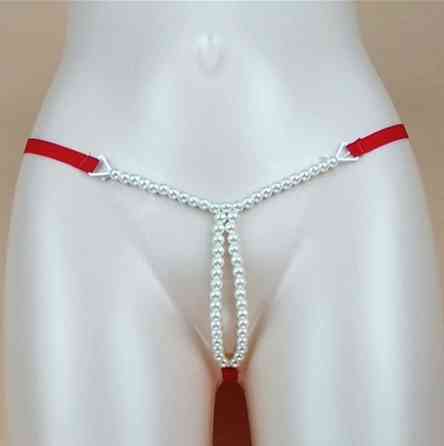 Труси з бусами еротичні червоні - розмір універсальний, (на резинці) Київ