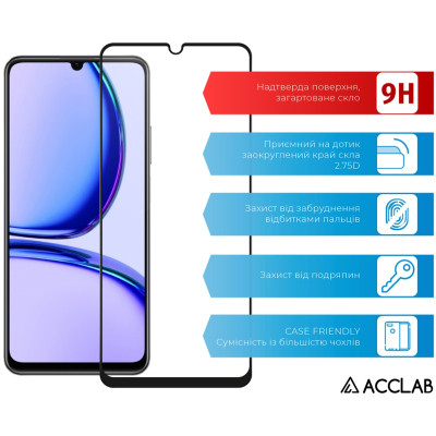 Стекло защитное ACCLAB Full Glue Realme C53 Black (1283126577802) Винница - изображение 3