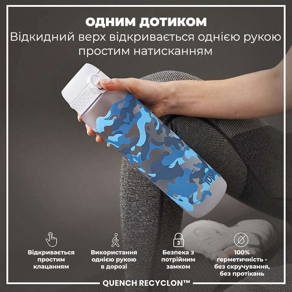 Пляшка для води ION8 1000 мл. BPA Free, Times To Drink, (ЕКО пляшка) BPA Free, Camo Кам'янське - фото 2