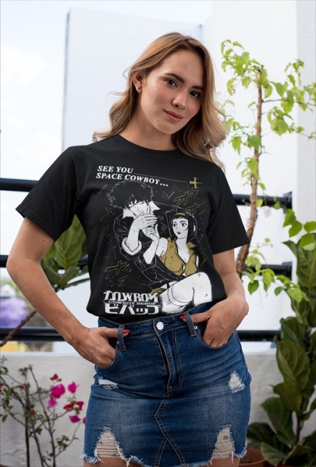 Футболка з аніме принтом Спіке Спіегел Ковбой Бебоп оверсайз (S/M/L) Чорний AnimeJ0250 Дніпро - фото 3