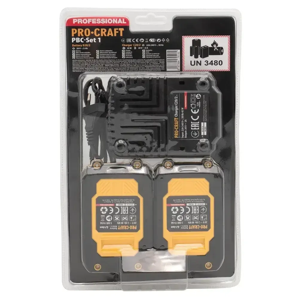 Комплект акумуляторів Procraft  2×20 В 2А год Li‑Ion батареї + зарядний пристрій для інструментів Львів - фото 10