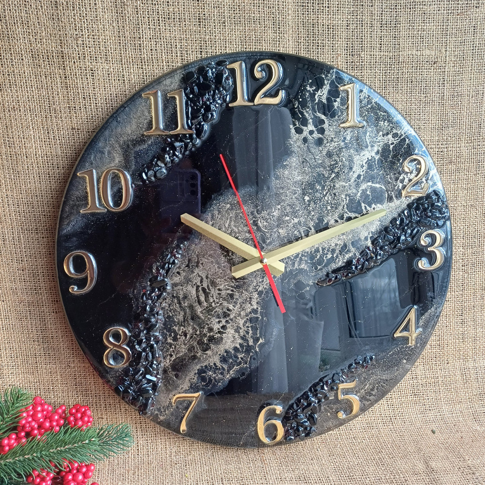 Часы настенные 40 см из эпоксидной смолы ручной работы Днепр - изображение 1