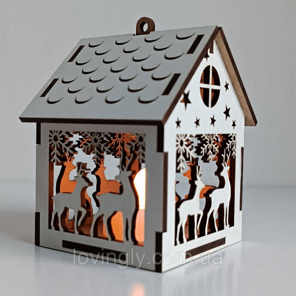 Новогодние игрушки с подсветкой LED. Домик 10см Декор 