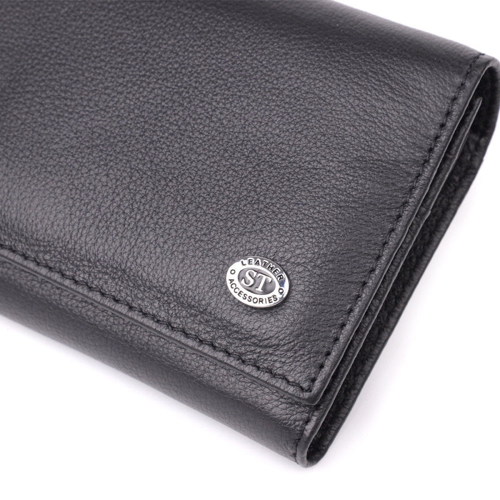 Солідний жіночий гаманець із натуральної шкіри ST Leather 23088 Чорний Київ - фото 5