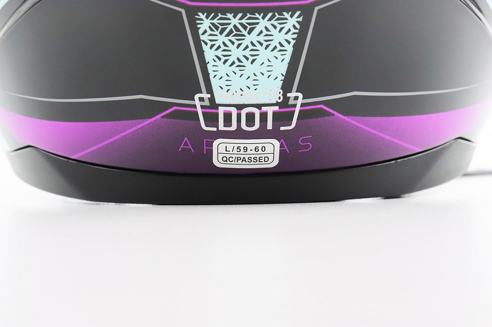 Шолом інтеграл, закритий (сертифікація DOT)+відкидні окуляри BLD-M67 L (59-60см), ЧОРНИЙ/ФІОЛЕТОВО-БІРЮЗОВИЙ Київ - фото 8