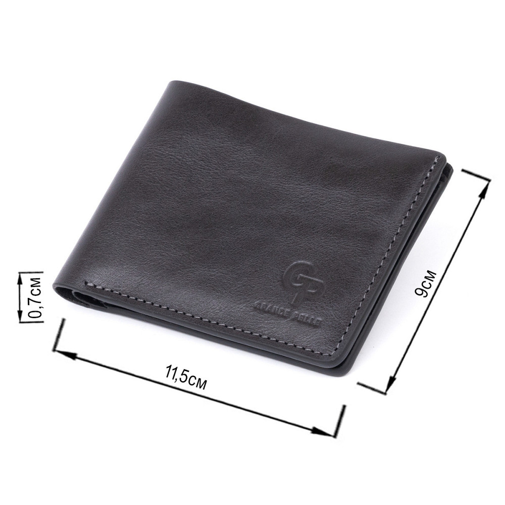 Горизонтальное портмоне в гладкой коже без застежки GRANDE PELLE 11311 Черное Киев - изображение 3