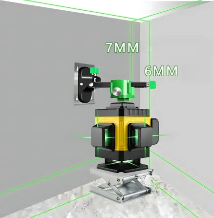 Лазерный 4D 16-линейный нивелир желтый 24V 5Ah, самовыравнивающийся уровень для измерения сечения 16 лучей на 360 в сумке Коломыя