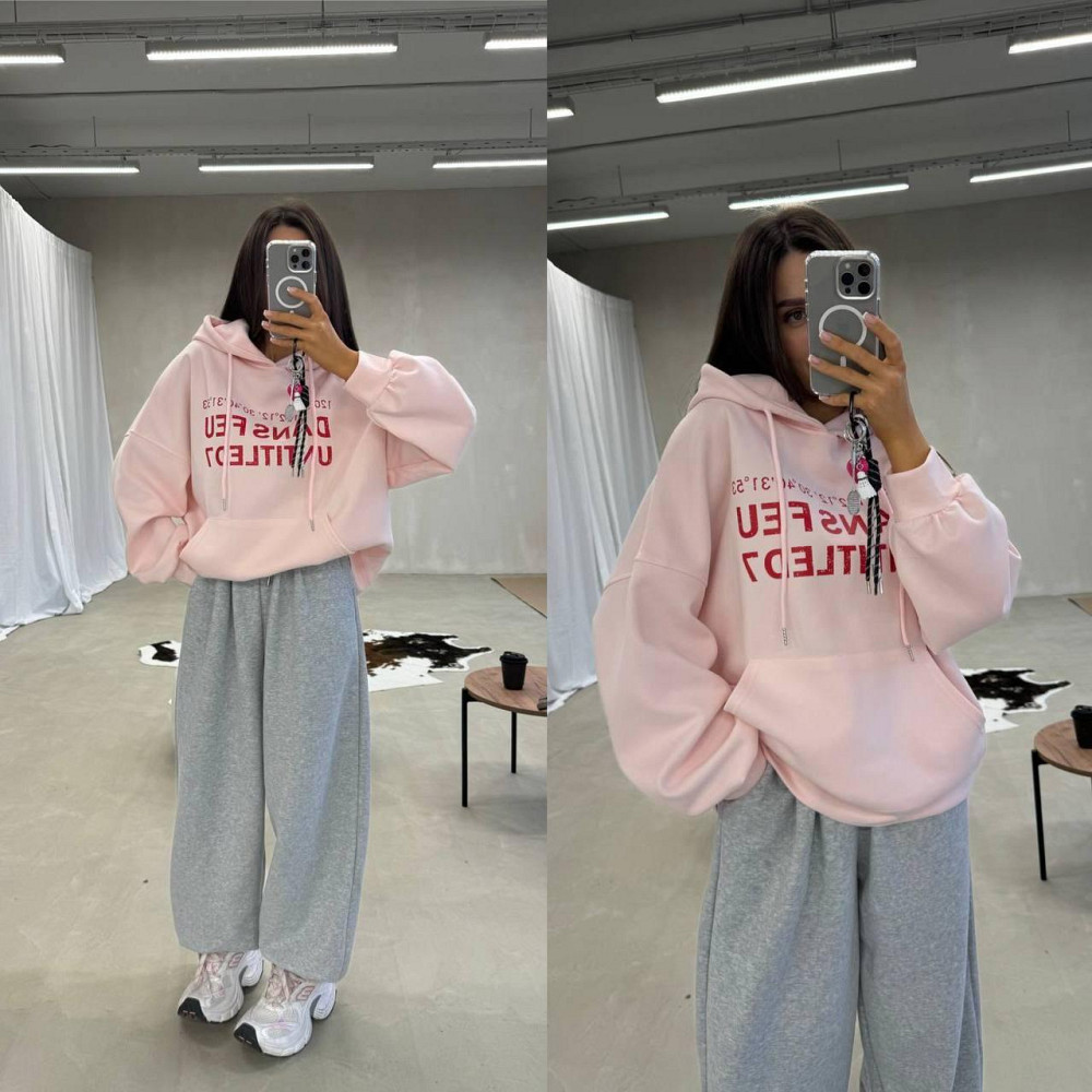 Стильный женский костюм худые+ джогеры трехнить на флис Розовый, 42/46 Одесса - изображение 1