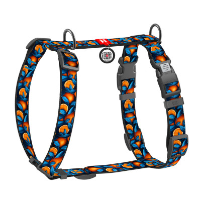 Шлея для собак WAUDOG Nylon анатомічна H-подібна з QR-паспортом "Апельсини" пластиковий фастекс, M (344-4054) Вінниця - фото 1