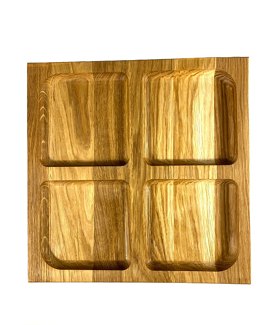 Деревʼяна тарілка квадратна з натурального дерева для закусок, закусочна тарілка 30х30х2,5 см Кам'янець-Подільський - фото 2