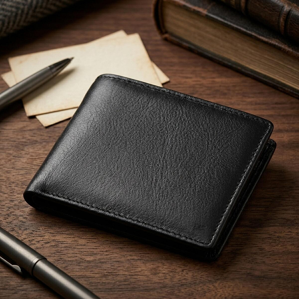 Чоловічий шкіряний купюрник чорний (ST Leather) Київ - фото 20
