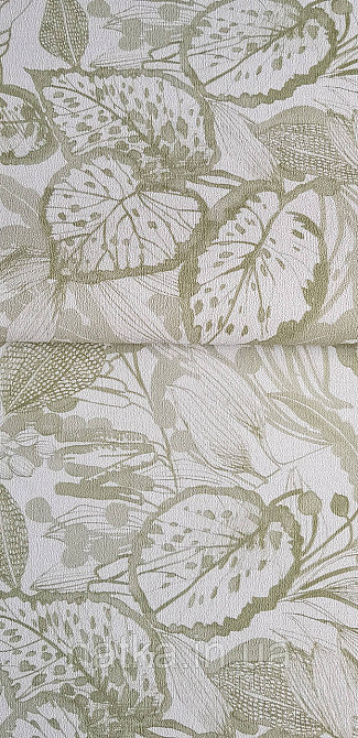 Шпалери вінілові на флізеліні метрові Rasch Novella 1,06х10 квіти листя гілки акварель матові зелені салатові на білому Київ - фото 1