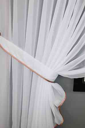 Кухонний комплект VR-Textil № 062к шторка з ламбрекеном білий з пудровим 200х170 см (59-876) Київ