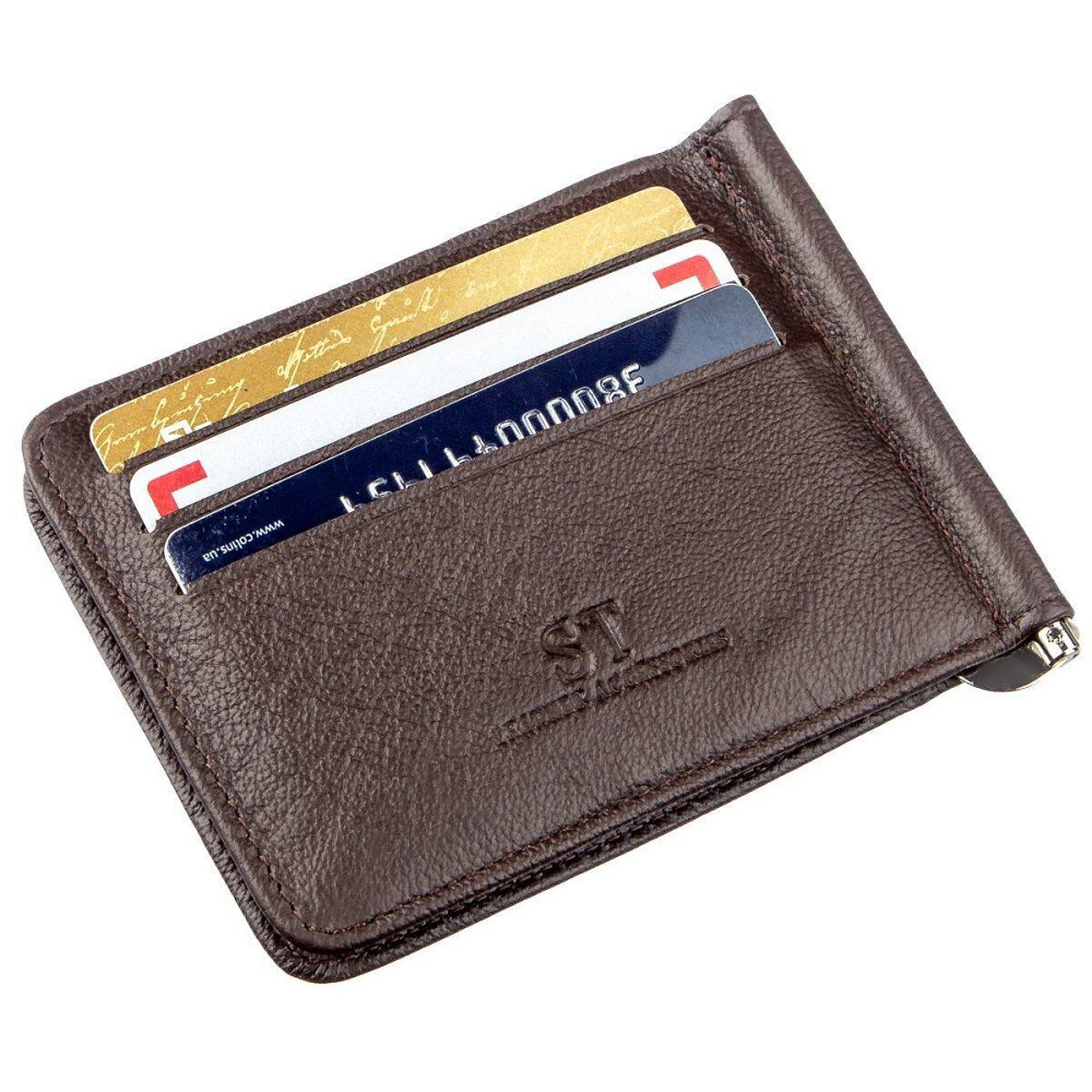 Удобный мужской зажим для купюр Коричневый (ST Leather) Киев - изображение 4