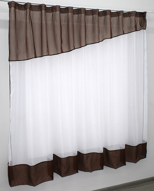 Кухонная занавеска VR-Textil № 047к белый с венге 270х170 см (50-872) Киев - изображение 2