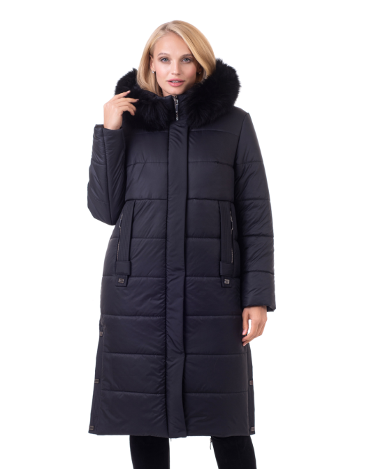 Пуховик жіночий чорний із хутром 46-58 Київ - фото 1