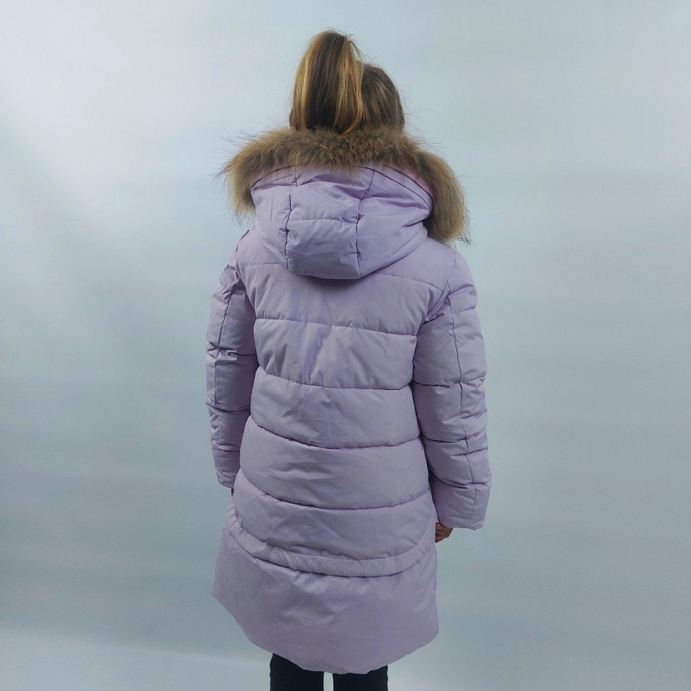 Детская сиреневая зимняя куртка на девочку с натуральным мехом 128 Николаев - изображение 4