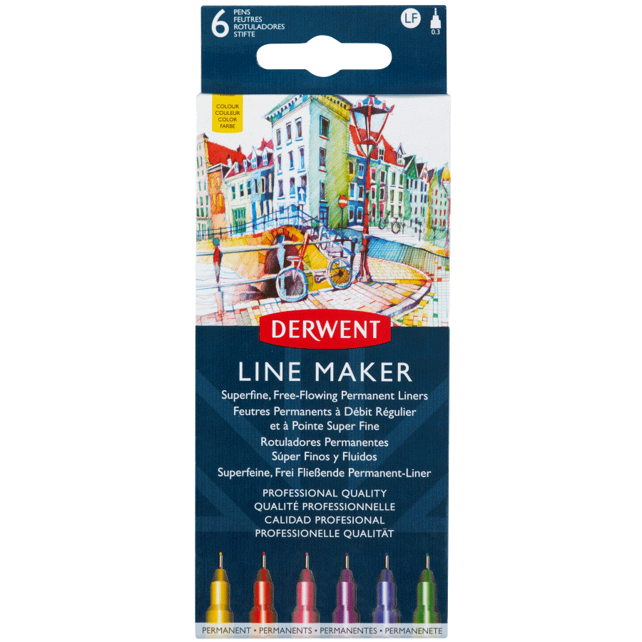 Набір лінерів Line Maker Colour 6шт кольорові Derwent Київ - фото 1