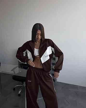 Жіночий стильний костюм оверсайз — двійка плащівка Еммі + підкладка спорт Шоколад, 42/44 Одеса