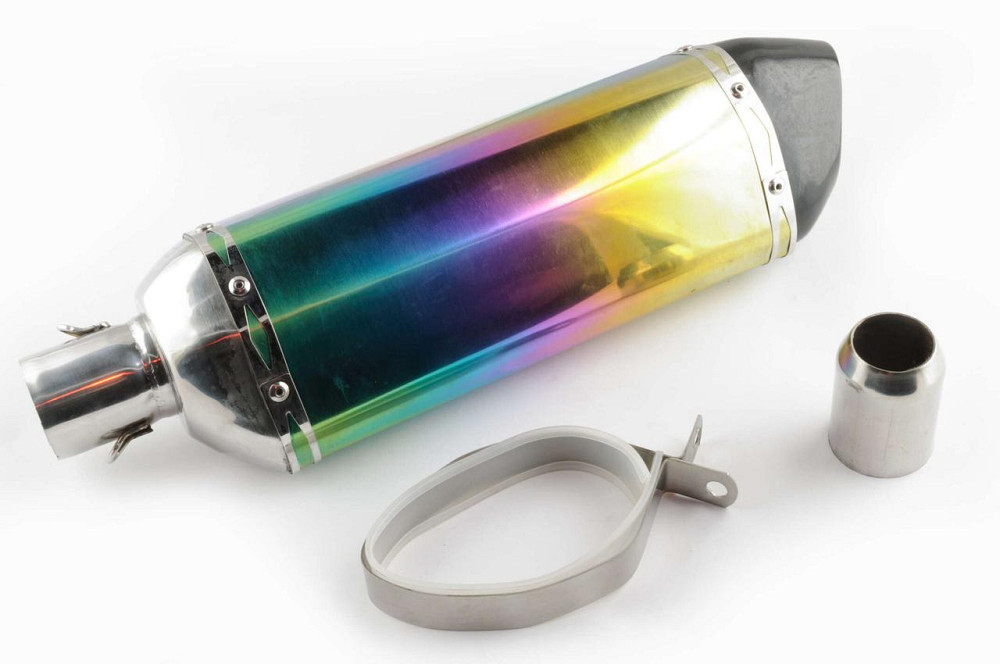 Глушник (тюнінг) 400 * 105mm, кріп. Ø78mm (нержавіюча сталь, три-овал, веселка, прямоток, mod:1) Мукачево - фото 1