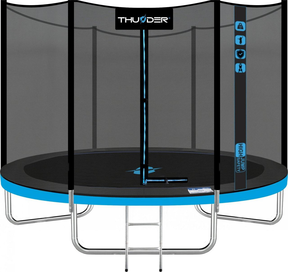 Батут THUNDER OUTSIDE PRO з зовнішньою сіткою 8 футів 244 см чорно-блакитний Київ - фото 1