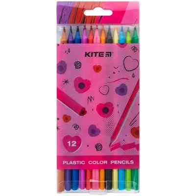 Олівці кольорові Kite Heart пластикові, 12 кольорів (K24-049-2) Вінниця