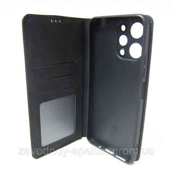 Чехол книжка Xiaomi Redmi 12 Кожаный (черный) Одесса